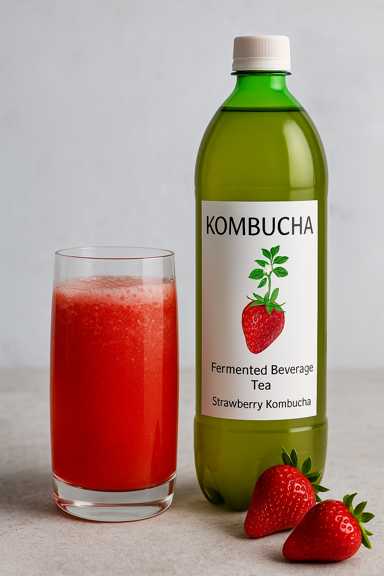 خرید عمده نوشیدنی طبیعی کامبوجا با طعم توت فرنگی و قیمت استثنایی